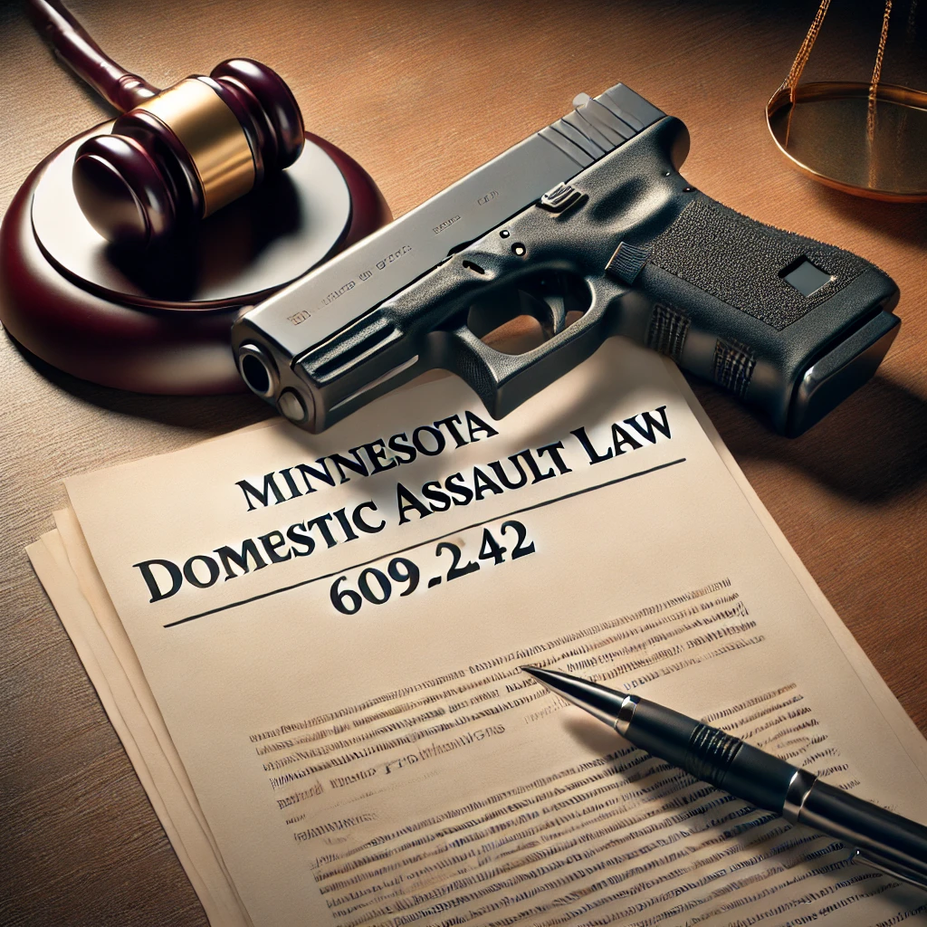 A depiction of a gun on a statutory law and a gavel.